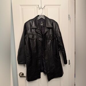 Distressed Vintage Italian Reportage Leather Jacket Long